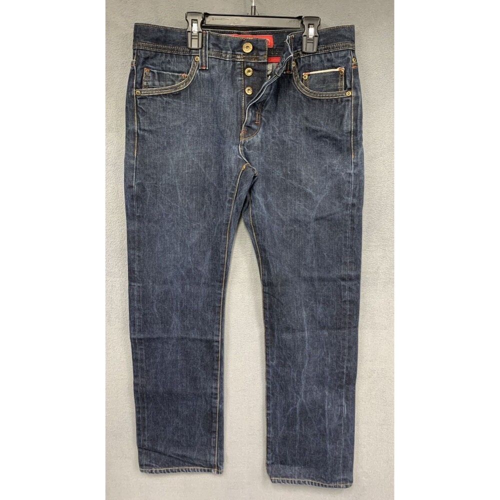 Selvedge Red Line Denim Jeans Mens 32x30 Button Fly Dark Wash Lavie Clothing Co